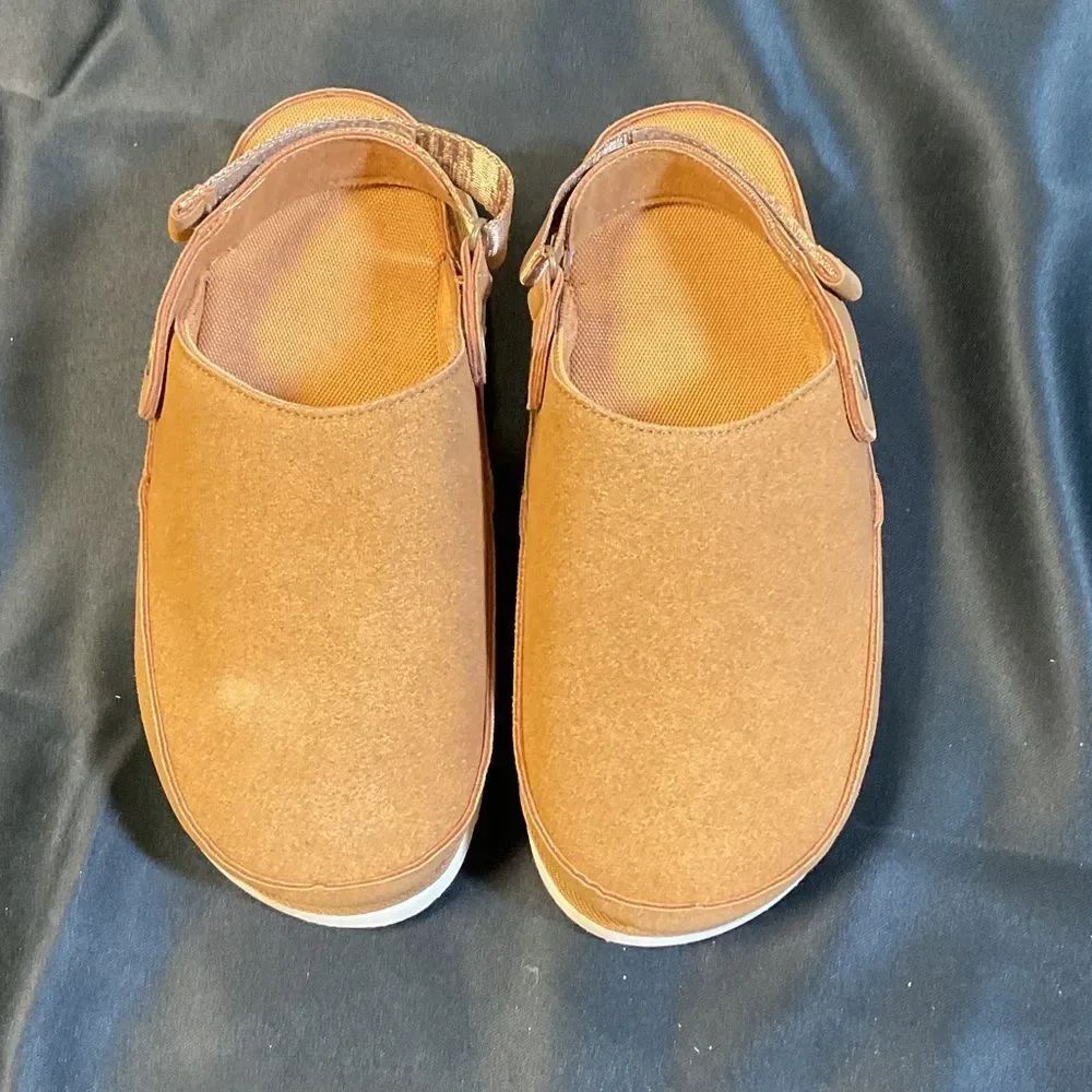 Women’s Brown Slip-On Clog Shoes with Back Strap